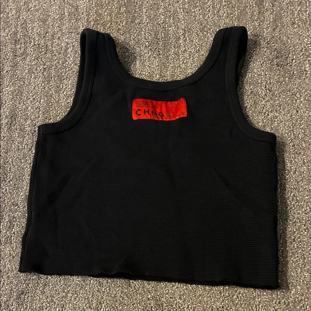 CHNGE Womens Black Graphic Crop Tank & Tee Set - Picture 8 of 8